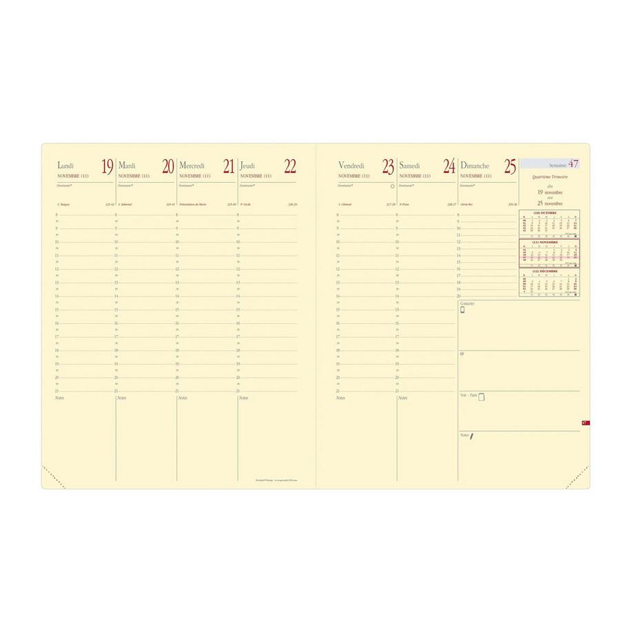 QUO-VADIS Quo Vadis - Agenda - 2027 - Presidente Prestige - Settimana Planning - Francese - Marlow - Grigio - 14 mesi da dicembre a gennaio - 21x27 cm - Carta Clairefontaine Avorio - Prodotto in Francia  