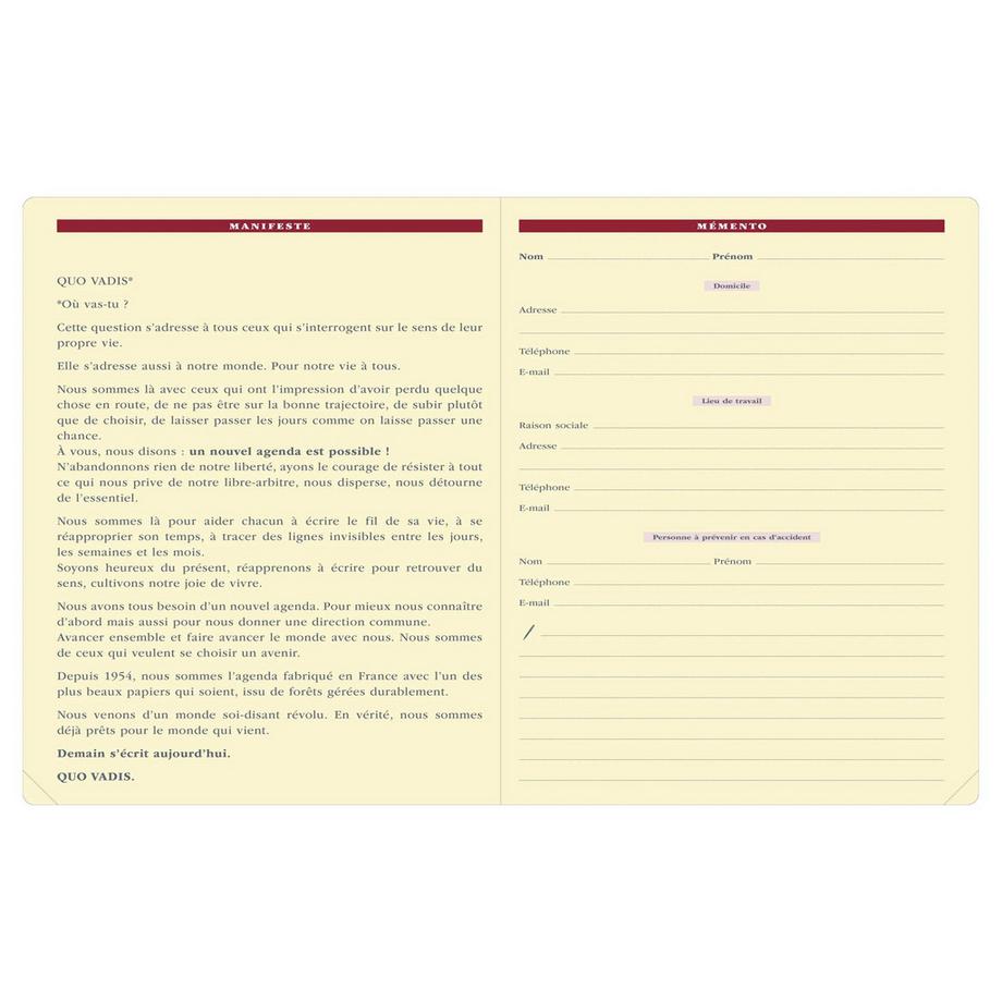 QUO-VADIS Quo Vadis - Agenda - 2027 - Presidente Prestige - Settimana Planning - Francese - Marlow - Grigio - 14 mesi da dicembre a gennaio - 21x27 cm - Carta Clairefontaine Avorio - Prodotto in Francia  