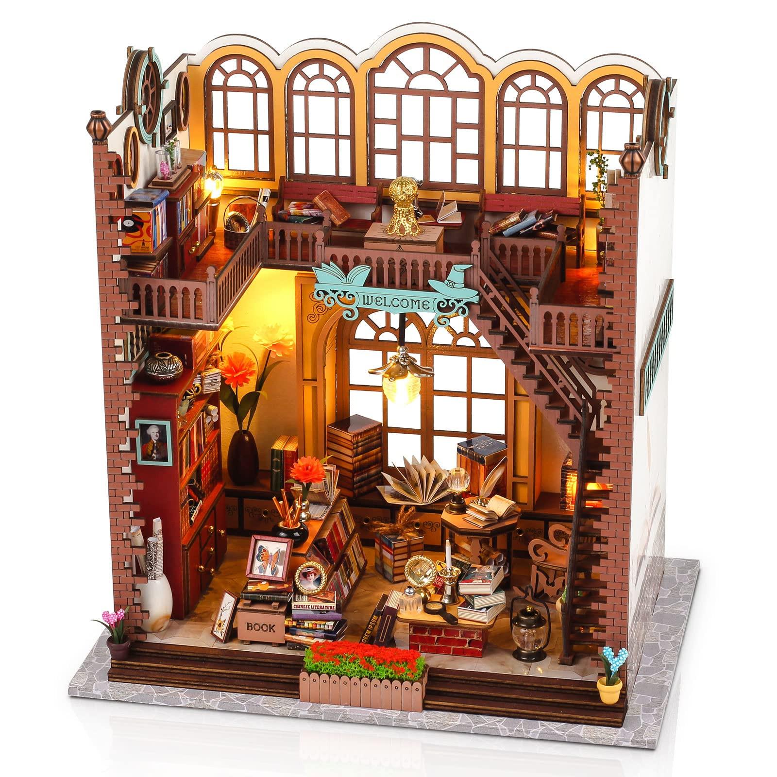 Activity-board  Miniatur Puppenhaus Bausatz, Regaleinsatz für Bücherecke, Raumdekoration für Erwachsene Geburtstag Weihnachten 