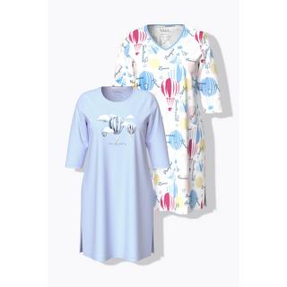 Ulla Popken  bigshirt, confezione da 2, palloncini, girocollo/scollo a V, manica 3/4 