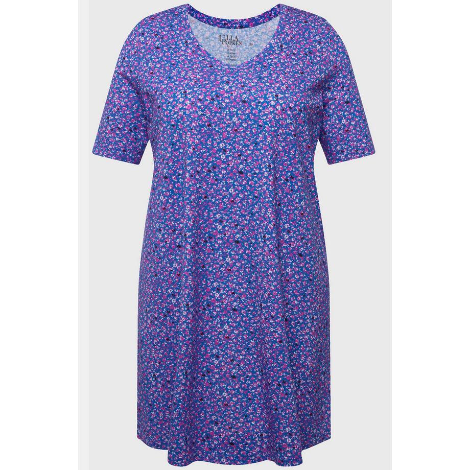 Ulla Popken Maglia lunga svasata stampata scollo a V mezze maniche  