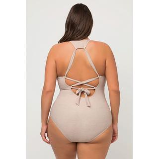 Ulla Popken Badeanzug Juteoptik Softcups Zierknoten  