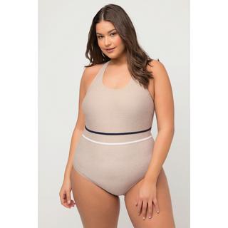 Ulla Popken Badeanzug Juteoptik Softcups Zierknoten  