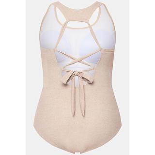 Ulla Popken Badeanzug Juteoptik Softcups Zierknoten  