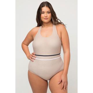 Ulla Popken Badeanzug Juteoptik Softcups Zierknoten  