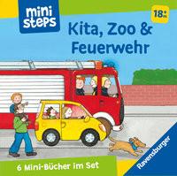 ministeps: Mein erster Bücher-Würfel: Kita, Zoo und Feuerwehr (Bücher-Set) Milk, Ina; Kohl, Martina (Illustrationen) Couverture rigide 