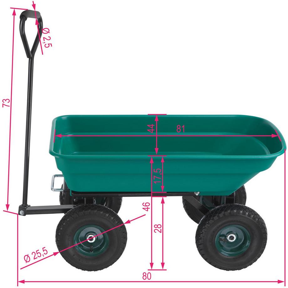 Tectake Gartenwagen Cubbi mit Kippfunktion Luftreifen  