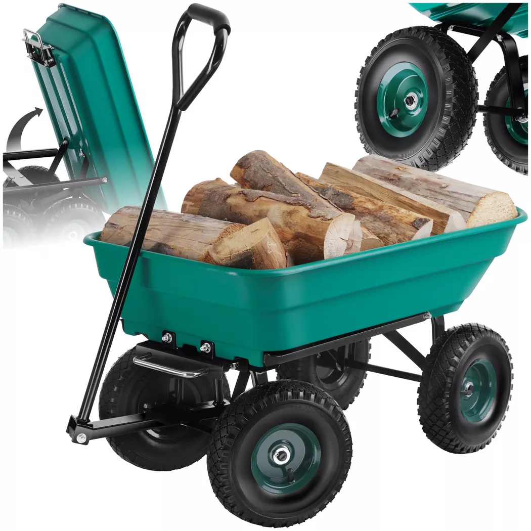 Tectake - Gartenwagen Cubbi mit Kippfunktion Luftreifen, 100cm, Grün