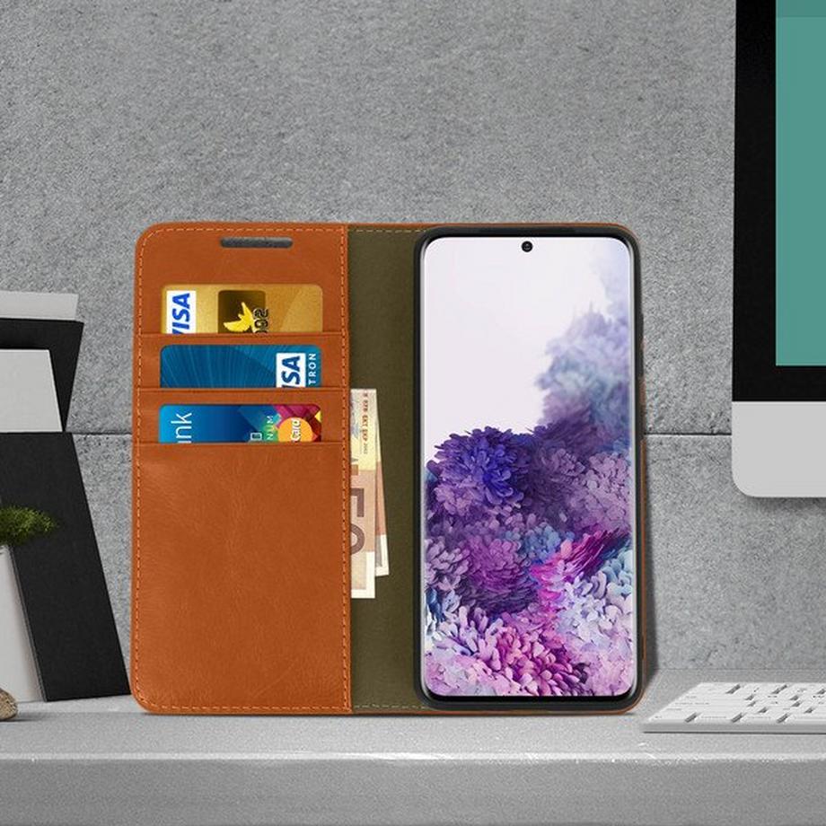 Avizar  Étui Galaxy S20 Cuir Marron foncé 