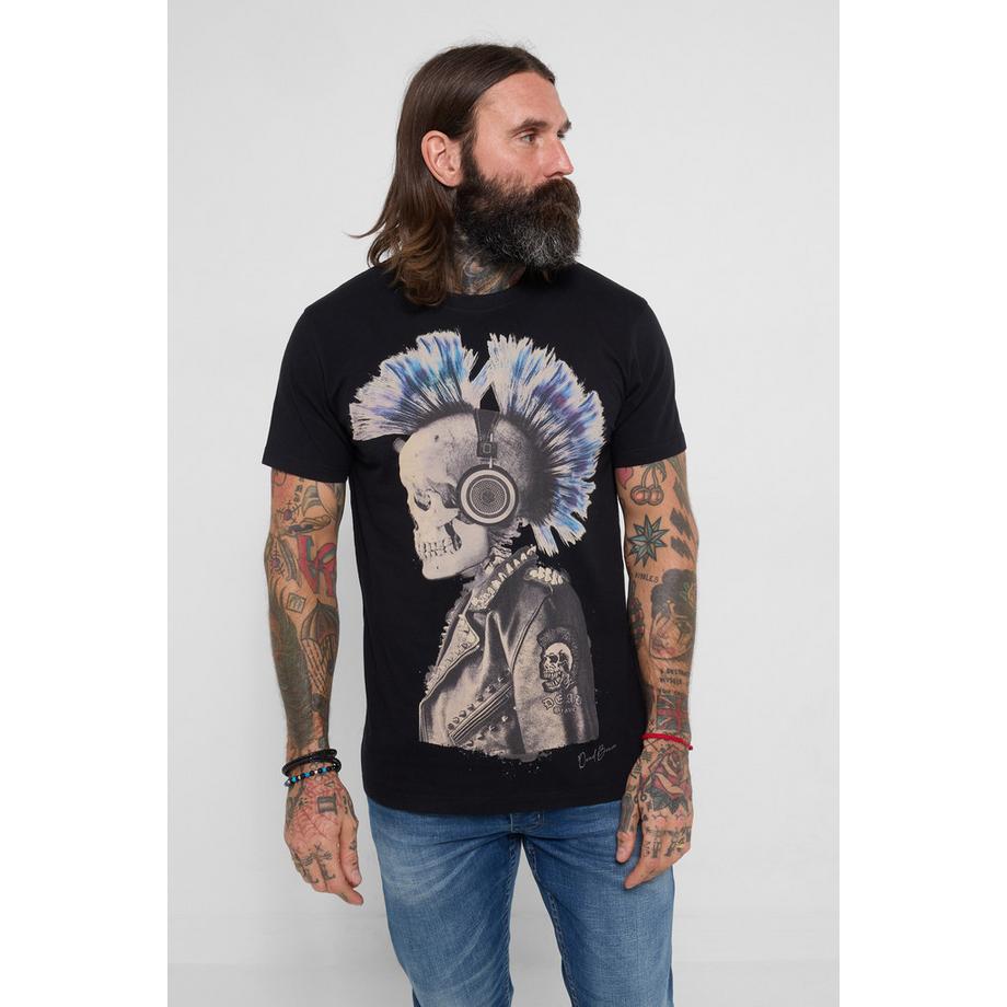 Dead Brave Graphic-T-Shirt mit Punk-Skelett-Print