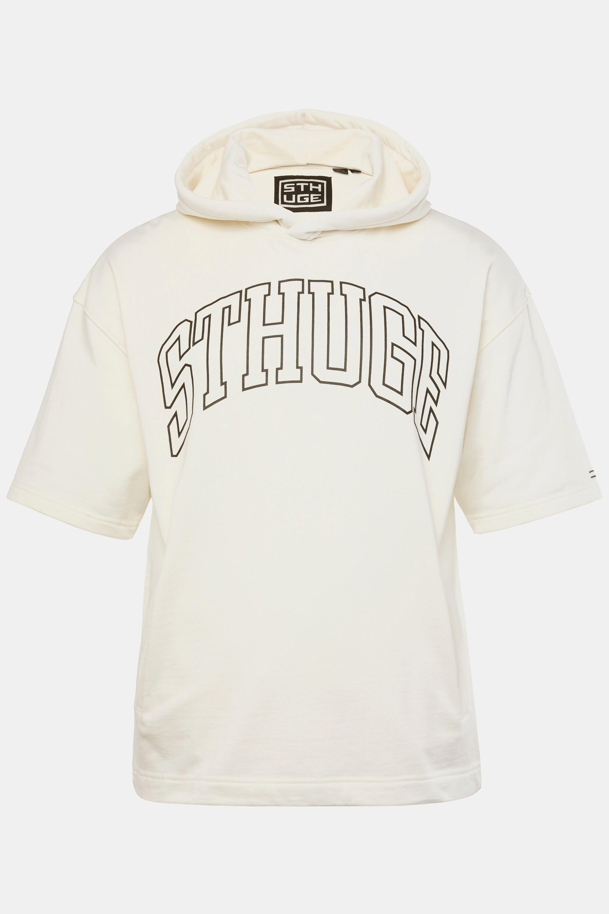 Sthuge Sweat-shirt à capuche à manches courtes avec imprimé poitrine  