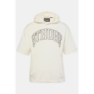 Sthuge Sweat-shirt à capuche à manches courtes avec imprimé poitrine  