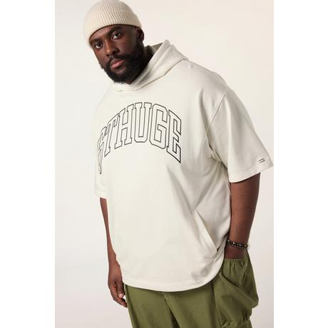 Sthuge Sweat-shirt à capuche à manches courtes avec imprimé poitrine  