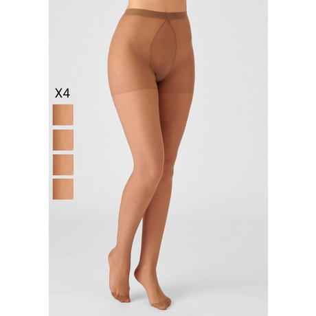 Damart  Lot de 4 collants mousse 20 deniers spécial hanches fortes. 