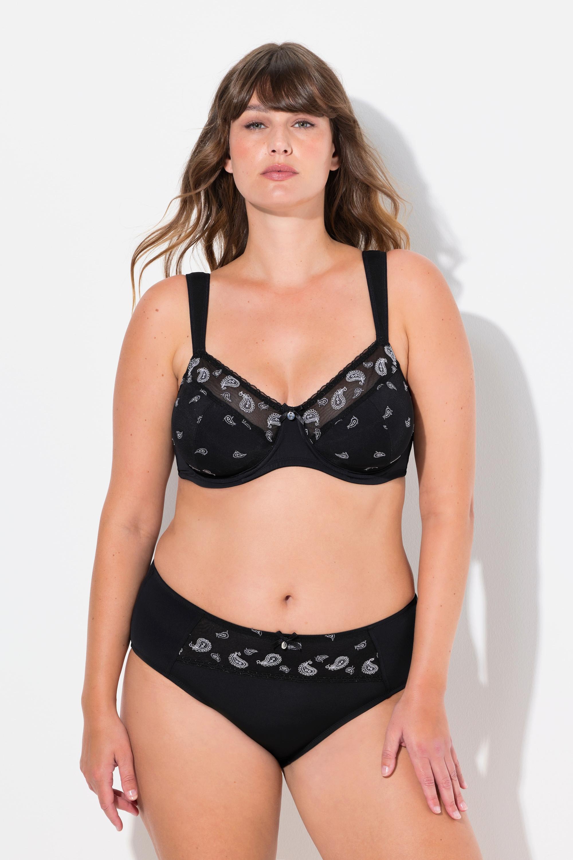 Ulla Popken  Soutien-gorge à armatures, imprimé cachemire - bonnet C-F 