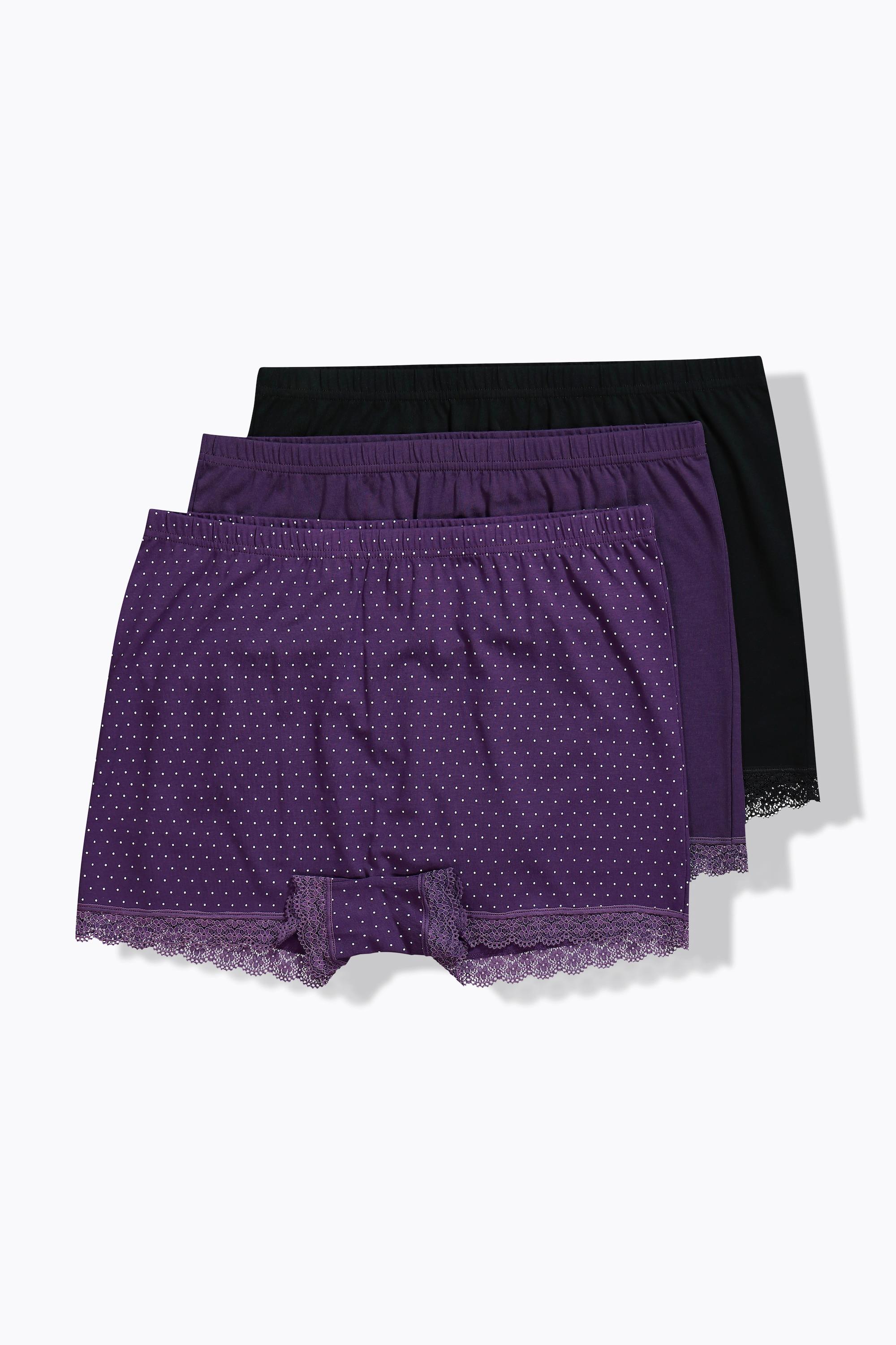 Ulla Popken Pantaloncini 3 Pack Pizzo Pois  