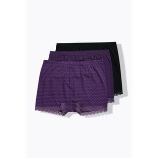 Ulla Popken Pantaloncini 3 Pack Pizzo Pois  