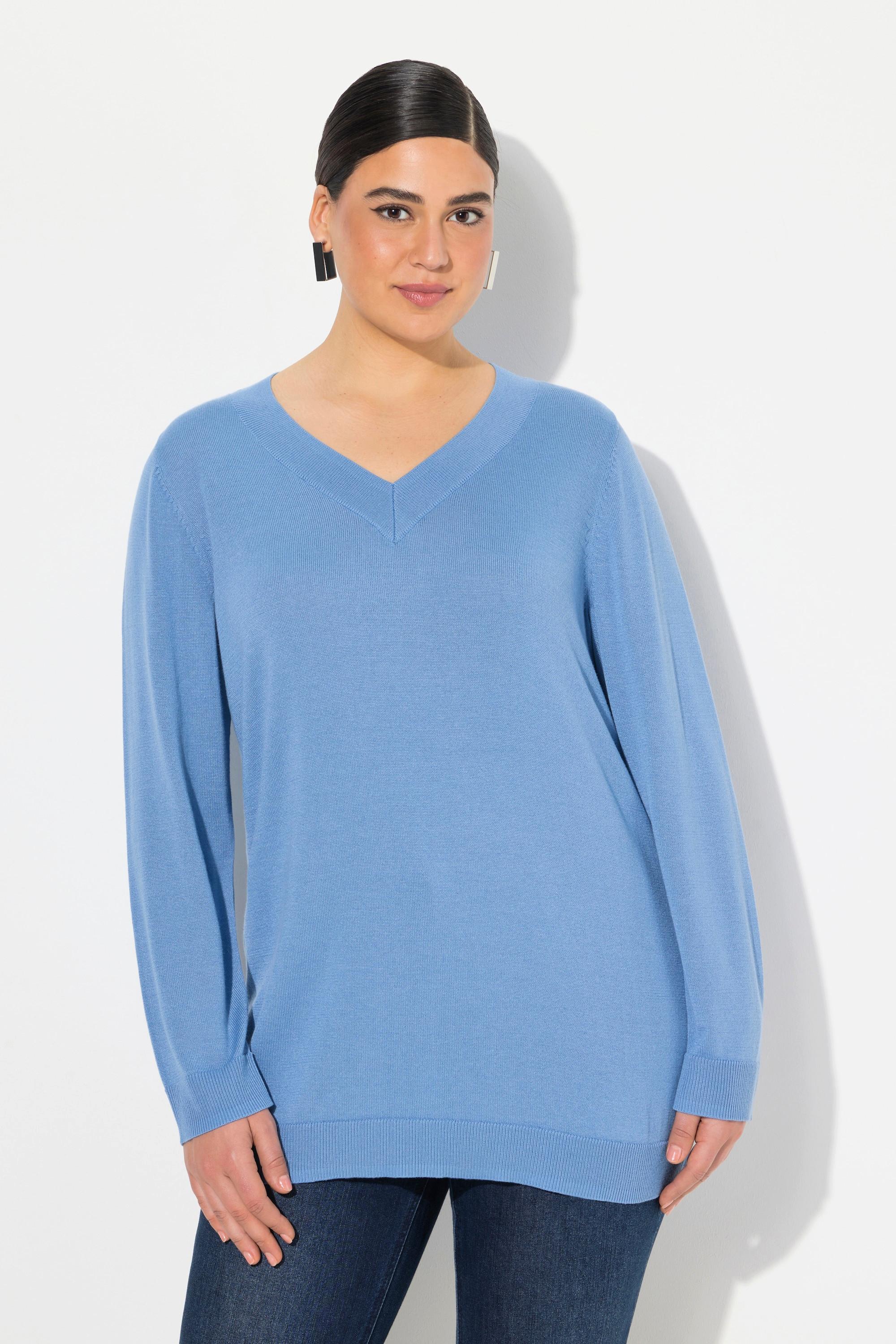 Ulla Popken  Pullover, V-Ausschnitt, Langarm, weicher Feinstrick 