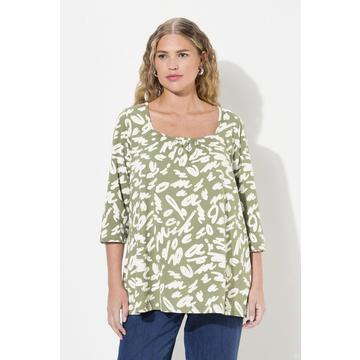 T-shirt avec plis fantaisie, décolleté carré et manches 3/4, coupe évasée