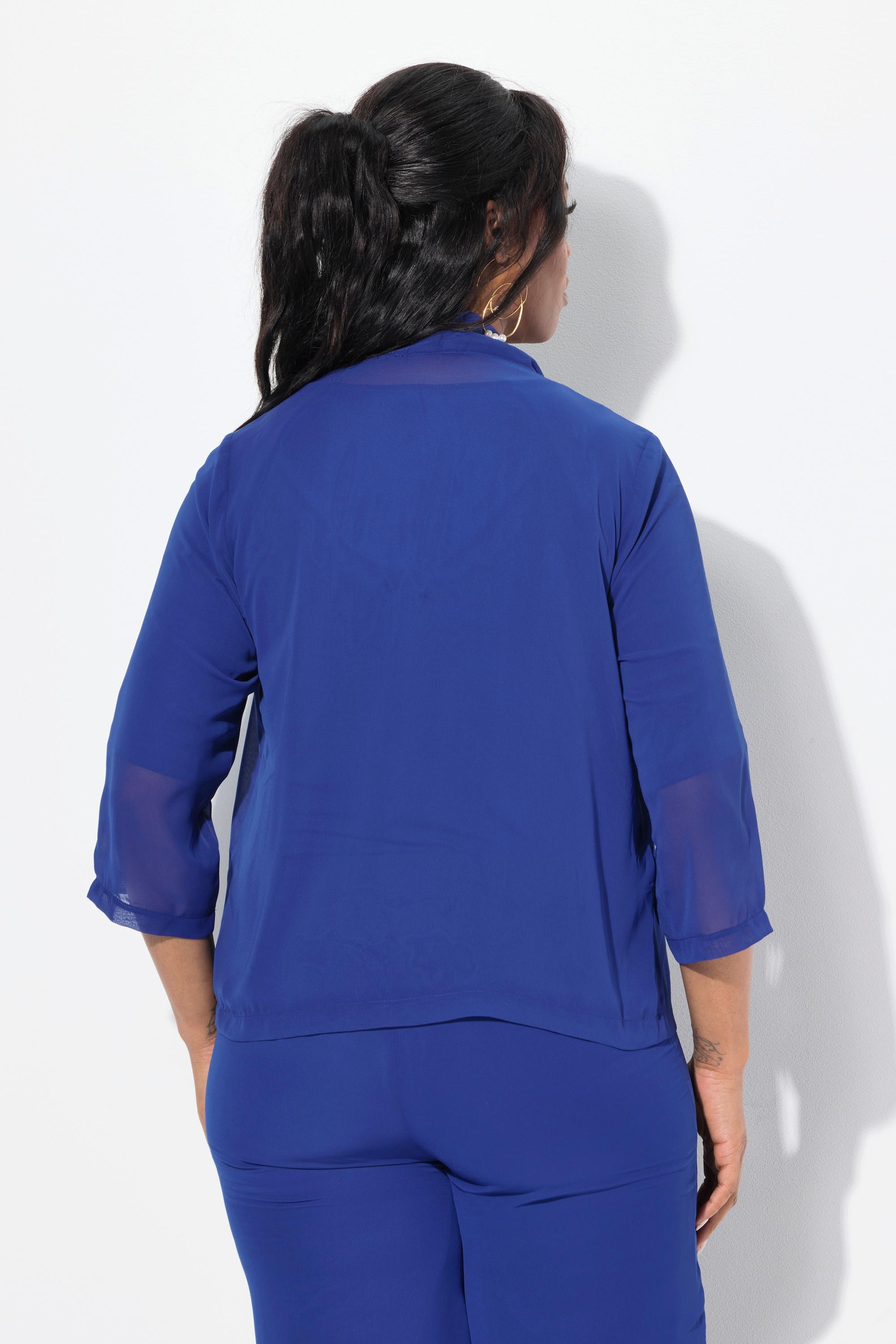 Ulla Popken Veste en mousseline oversize Col châle Manches 3/4  