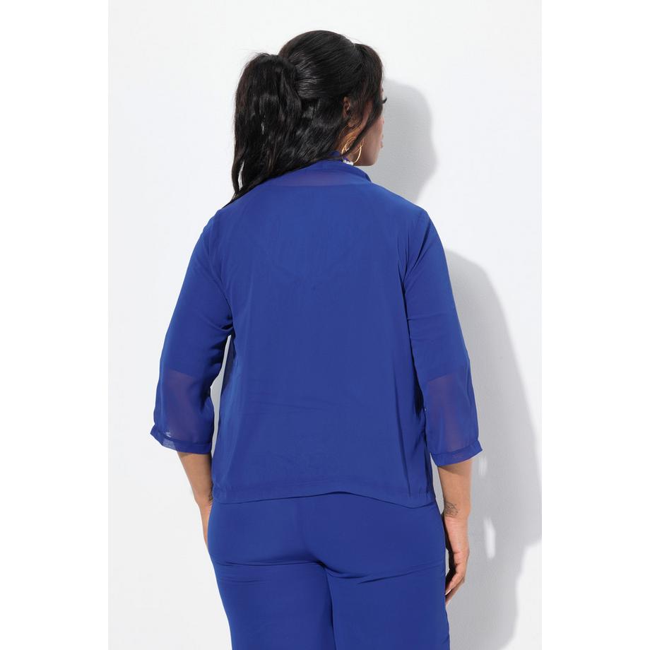 Ulla Popken Giacca in chiffon oversize Collo a scialle Maniche 3/4  