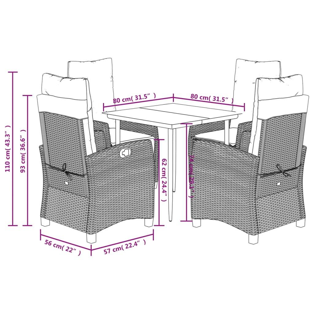 VidaXL Ensemble à manger de jardin rotin synthétique  