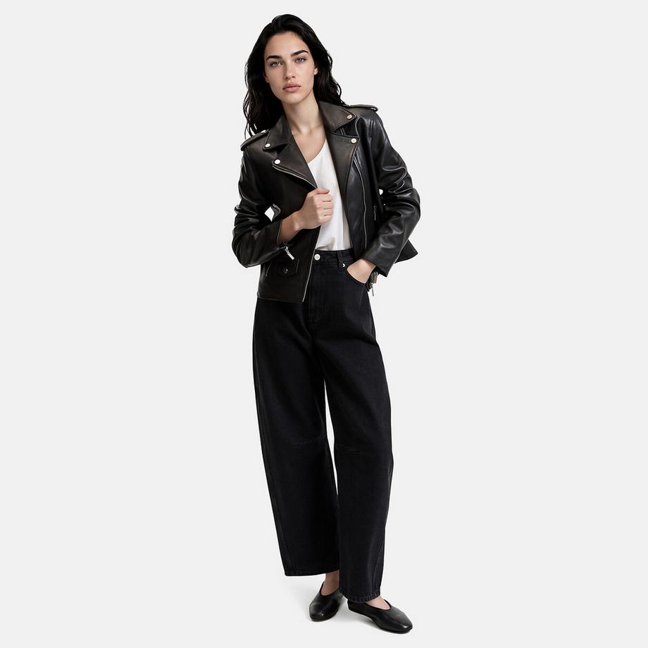 La Redoute Collections Blouson zippé style motard en cuir  