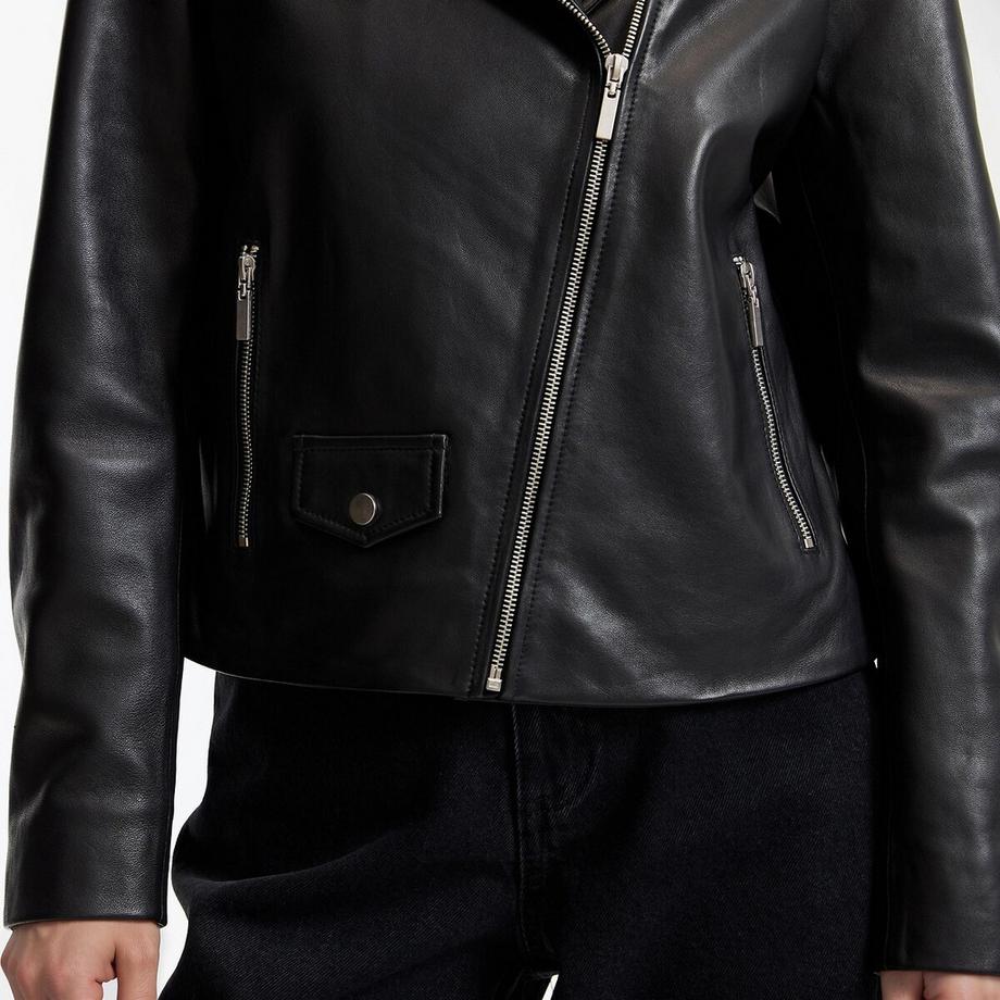 La Redoute Collections Blouson zippé style motard en cuir  