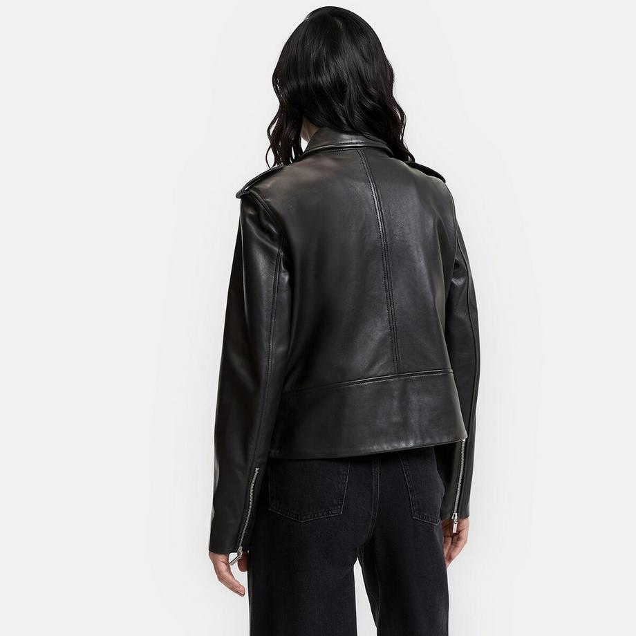 La Redoute Collections Blouson zippé style motard en cuir  