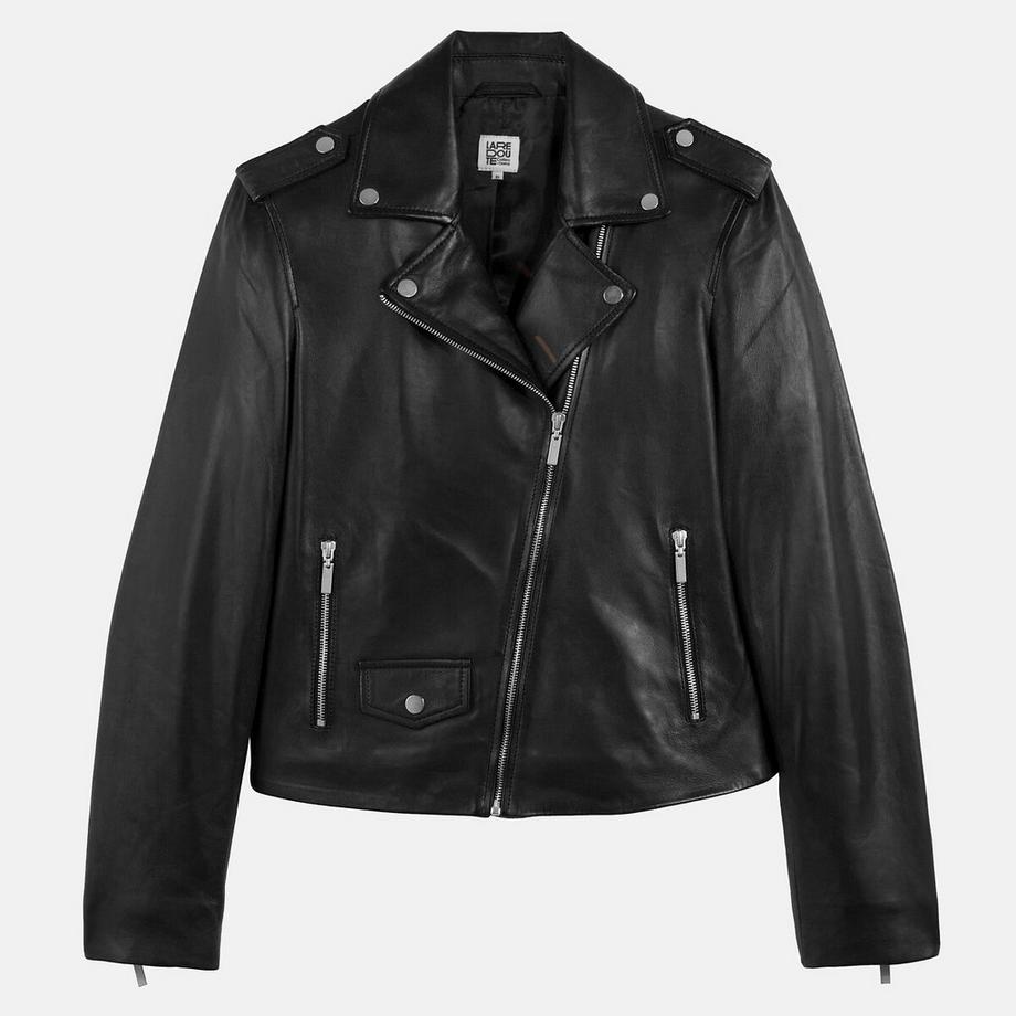 La Redoute Collections Blouson zippé style motard en cuir  