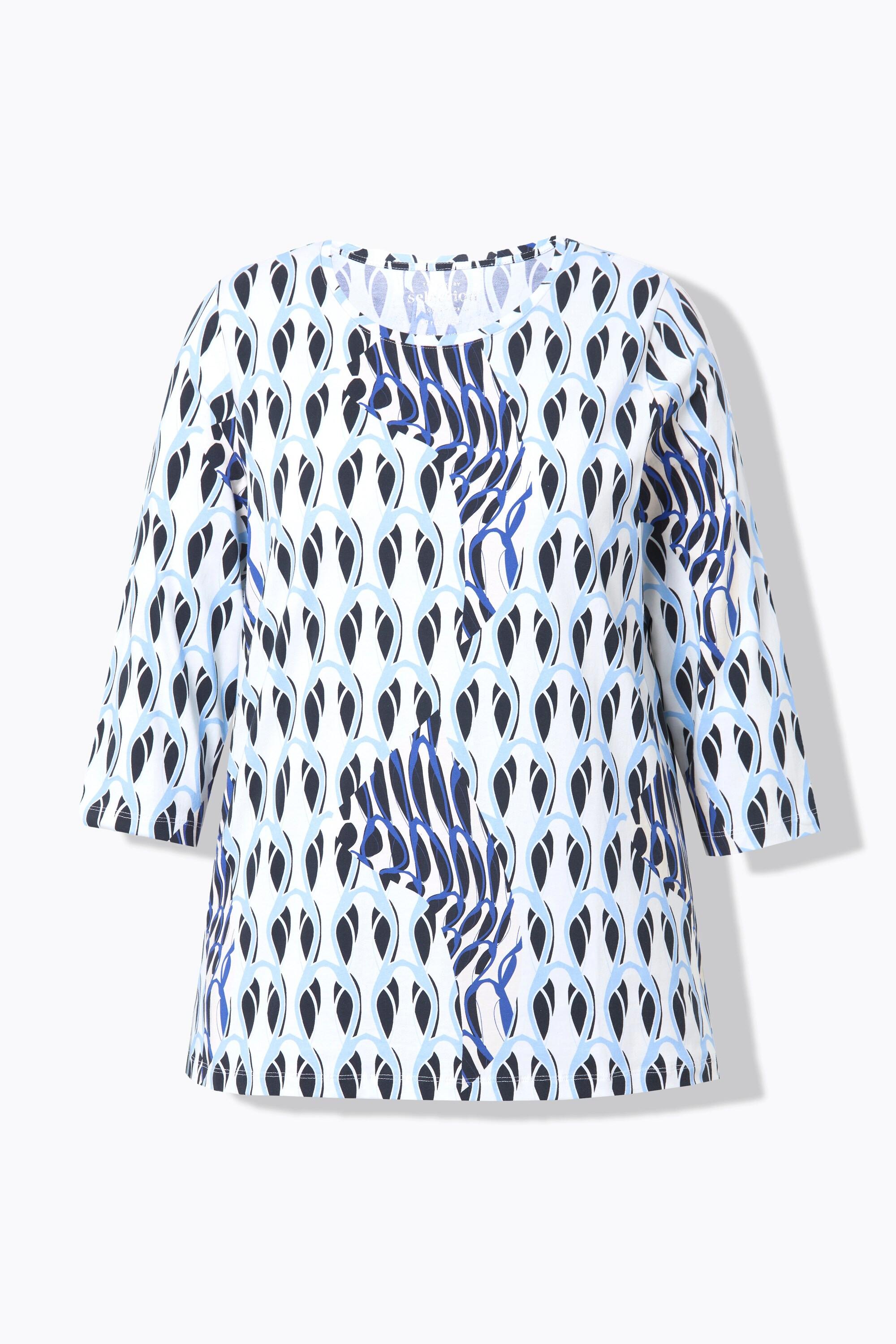 Ulla Popken  Shirt, A-Linie, Rundhals, 3/4-Arm, Pima Cotton 