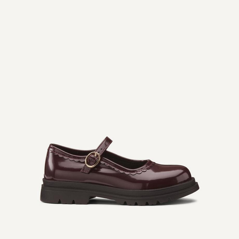 La Redoute Collections Scarpe Mary Jane in pelle lucida con suola seghettata  