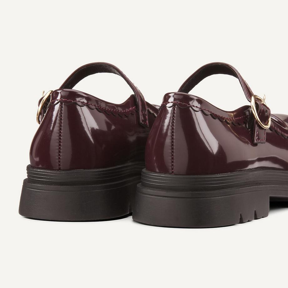 La Redoute Collections Scarpe Mary Jane in pelle lucida con suola seghettata  