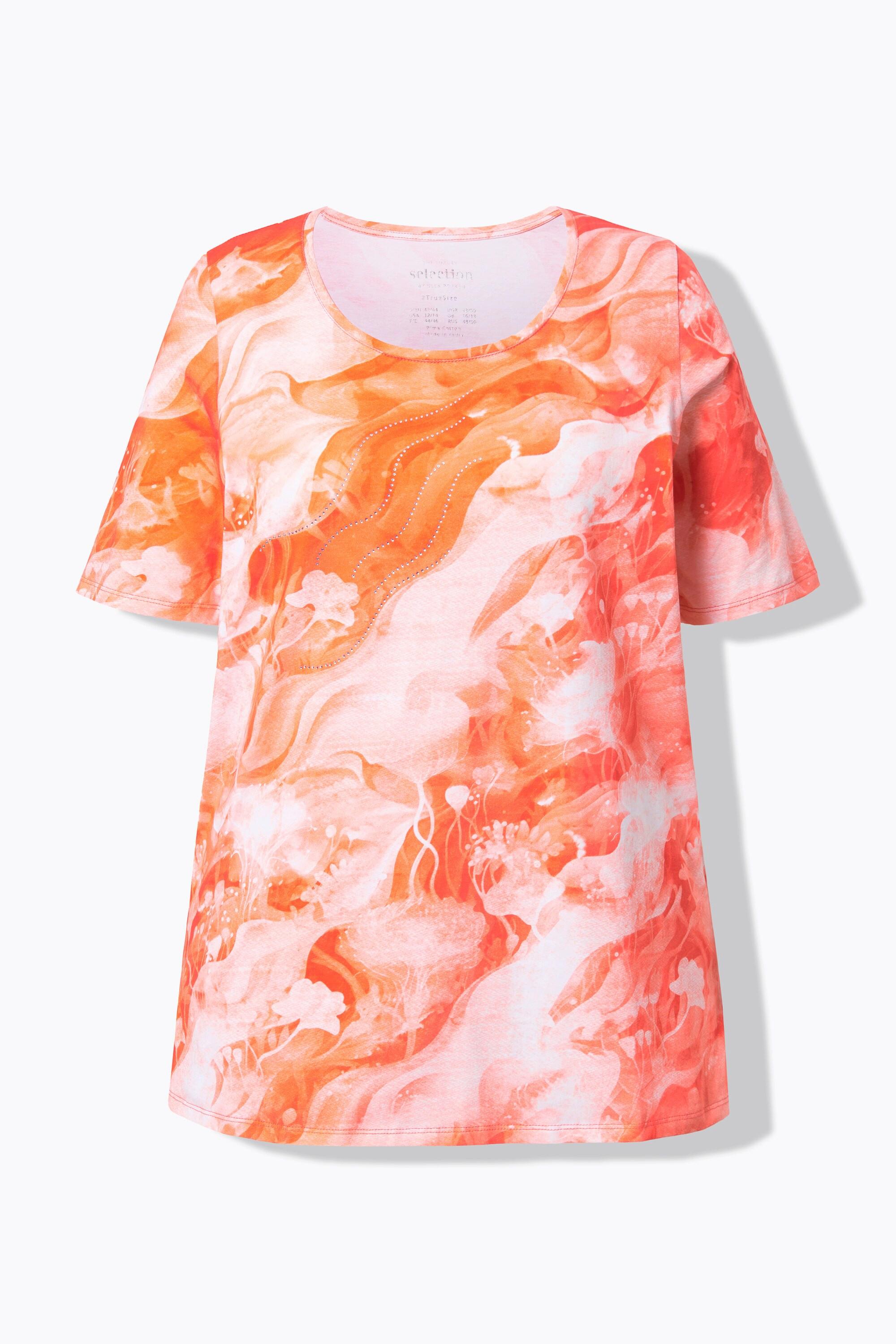 Ulla Popken T-shirt A-Line Col Rond Manches Courtes Coton Pima  