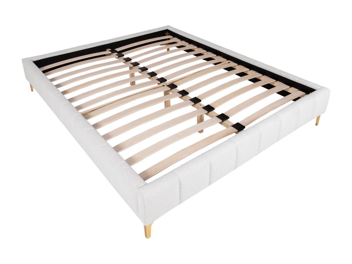 Ysmée Sommier déco tapissier 160 x 200 cm tissu bouclette et pieds dorés  - SHEN de YSMÉE  