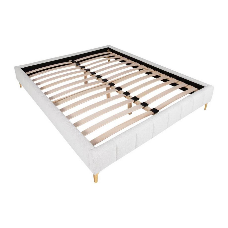 Ysmée Deko-Polster-Bettgestell - 160 x 200 cm - Bouclé-Stoff & goldfarbene Füßen - SHEN von YSMÉE  