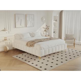 Ysmée Sommier déco tapissier 160 x 200 cm tissu bouclette et pieds dorés  - SHEN de YSMÉE  