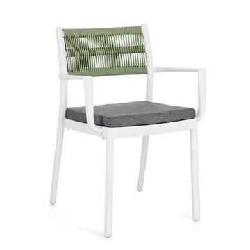 Chaise avec accoudoirs Alvin blanc vert