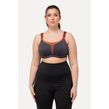 Soutien-gorge de sport, sans armatures. En microfibre avec empiècement en maille. Bonnet C - D