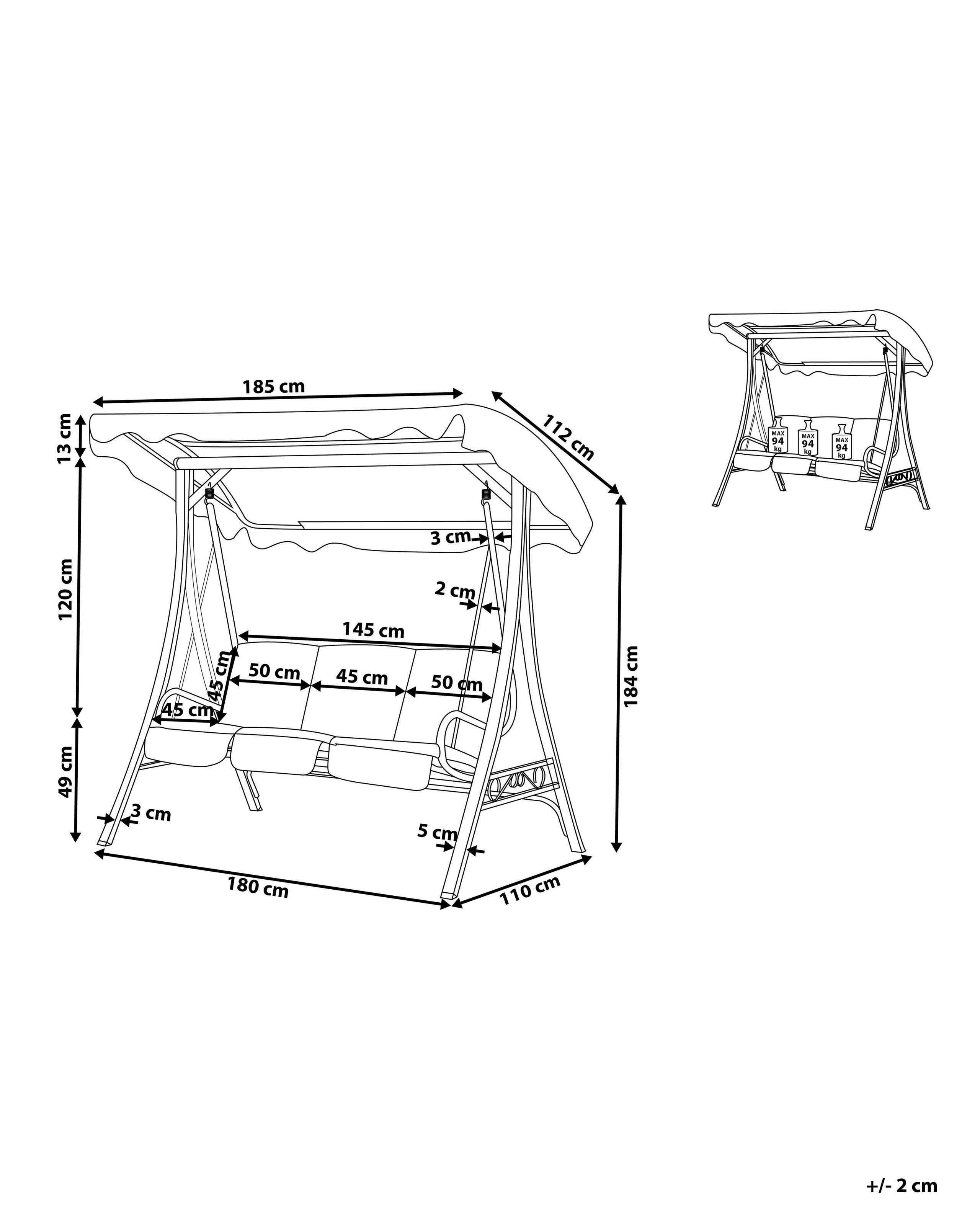 Beliani Balancelle de jardin en Polyester Traditionnel GARBO  