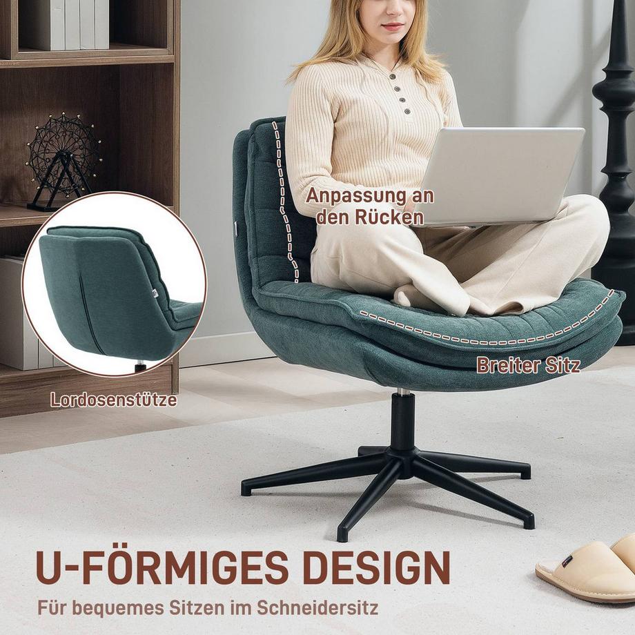 Northio Chaise de bureau pivotante avec assise large  