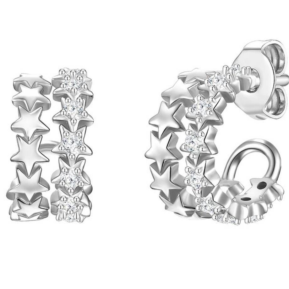 Femme Créoles en argent Étoiles