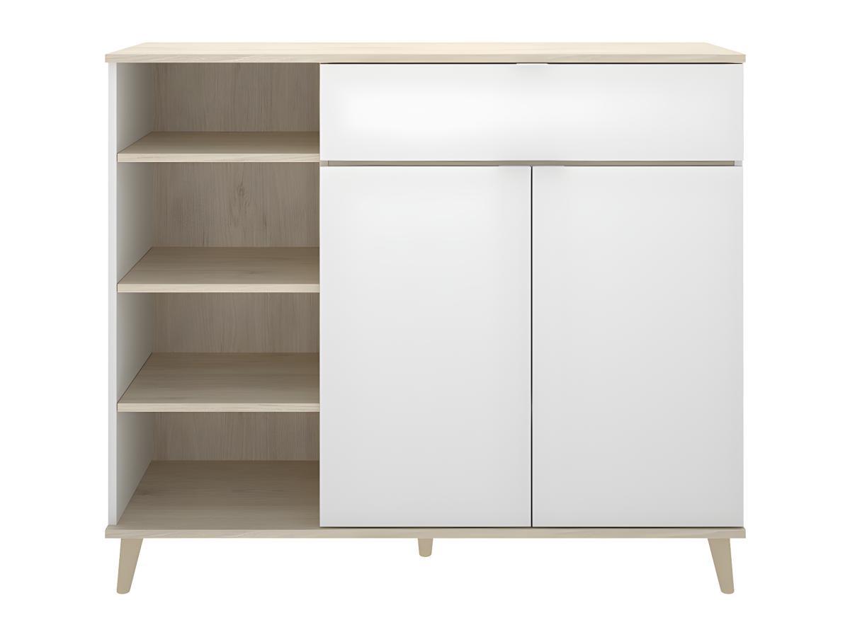 Vente-unique Küchenschrank mit 2 Türen 1 Schublade 4 Ablagen Eichefarben WAJDI  