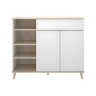 Vente-unique Küchenschrank mit 2 Türen 1 Schublade 4 Ablagen Eichefarben WAJDI  