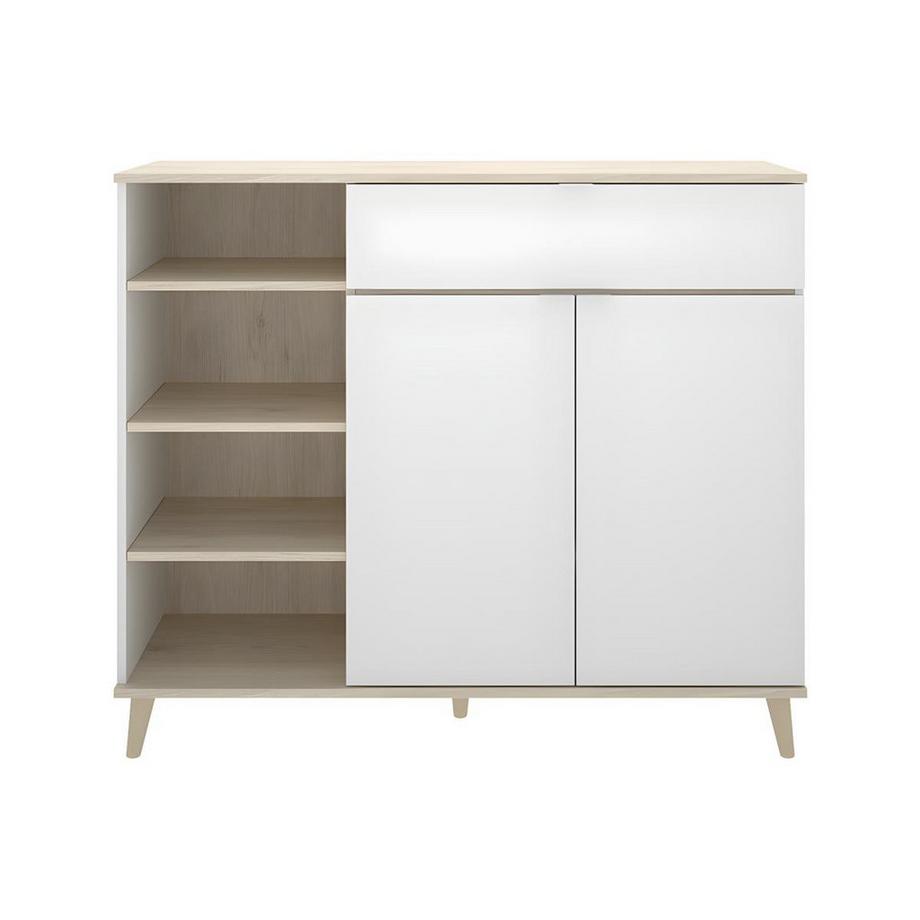 Vente-unique Küchenschrank mit 2 Türen 1 Schublade 4 Ablagen Eichefarben WAJDI  