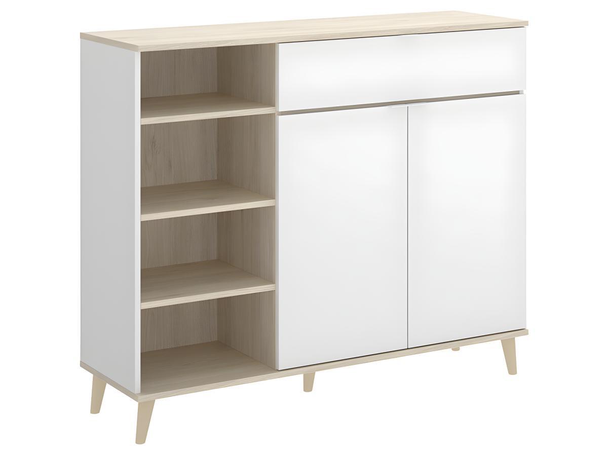 Vente-unique Küchenschrank mit 2 Türen 1 Schublade 4 Ablagen Eichefarben WAJDI  