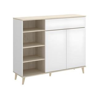 Vente-unique Küchenschrank mit 2 Türen 1 Schublade 4 Ablagen Eichefarben WAJDI  