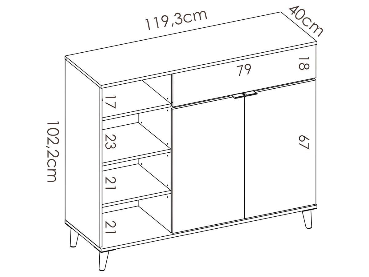 Vente-unique Küchenschrank mit 2 Türen 1 Schublade 4 Ablagen Eichefarben WAJDI  