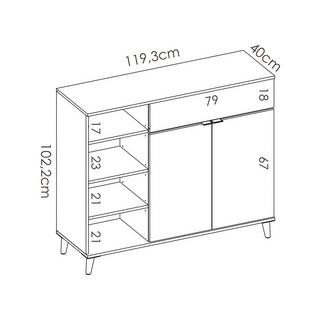 Vente-unique Küchenschrank mit 2 Türen 1 Schublade 4 Ablagen Eichefarben WAJDI  