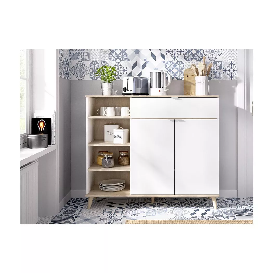 Mueble Auxiliar de Cocina Dekit - Almacenamiento Perfecto - Blanco/Natural - 102x120x40